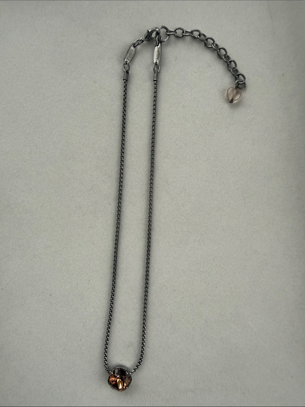 Sabika Gunmetal Necklace with Amber Crystal Accent